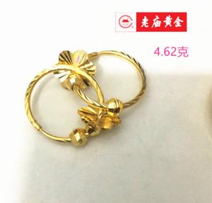 老庙黄金耳饰999足金纯黄金六角梅耳环耳坠 正品支持验货工128