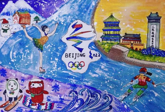 子女·万溪岑简介作品以水粉画形式展现大家喜迎冬奥盛会之情,通过