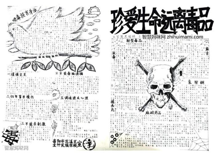 8张漂亮的禁毒黑白手抄报图片