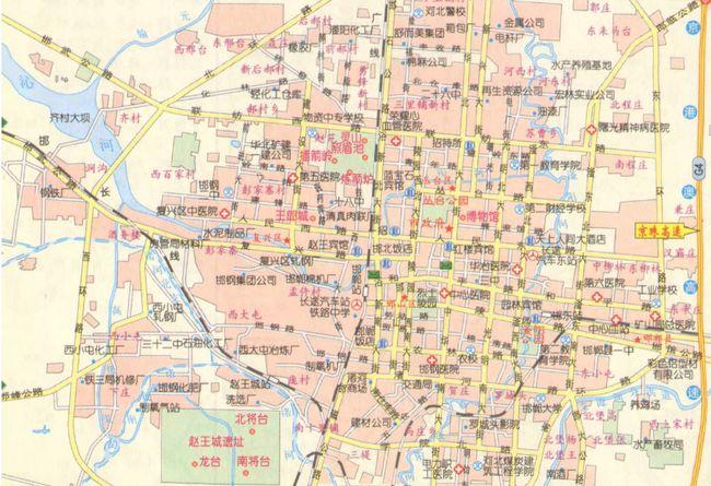 邯郸市地图,北部有沁河