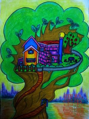 儿童画《梦想家园》