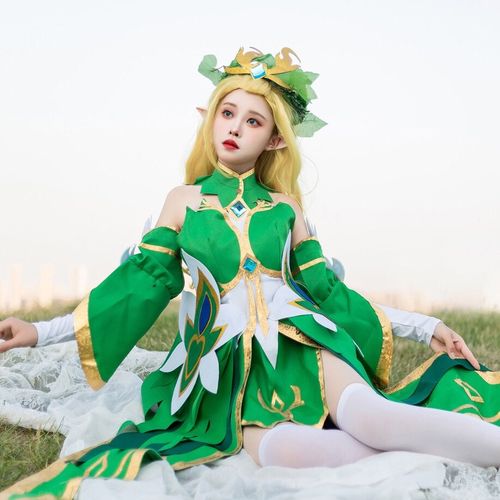 cos王者王昭君,cos王者荣耀艾琳 cos手游王者荣耀王昭君精灵公主cosplay衣服假发服装