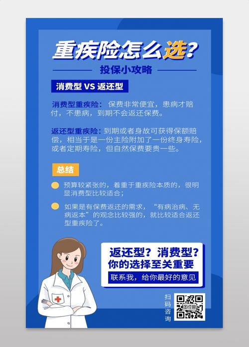 卡通保险理念重疾险怎么选宣传手机海报
