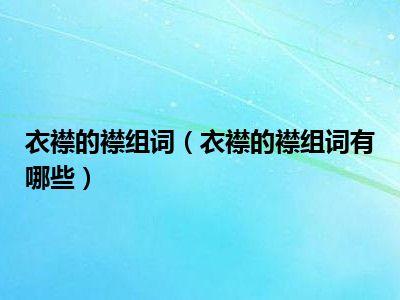 衣襟的襟组词衣襟的襟组词有哪些