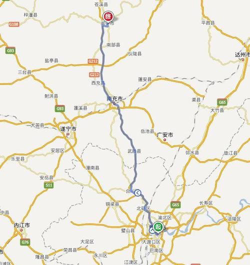 5公里  交通指南: 重庆主城——北碚——合川——武胜——-南充