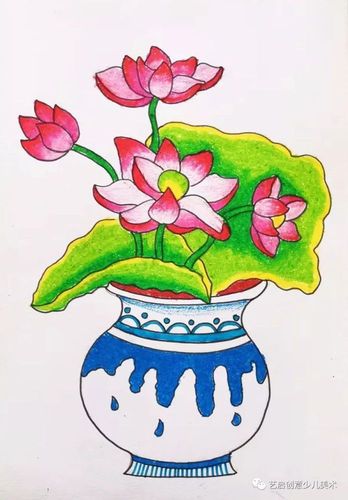 涂荷叶的时候注意颜色变化哦