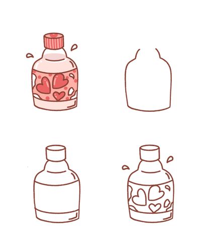 可爱汽水简笔画教程92|手账素材|心心汽水_简笔画_手账_绘画_插画