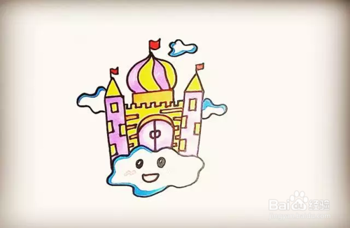 梦幻空中城堡简笔画