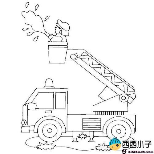 消防车简笔画消防车灭火的图片