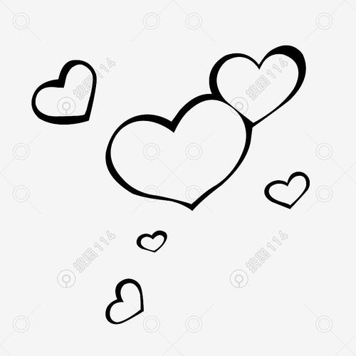 手绘黑白线条爱心素材