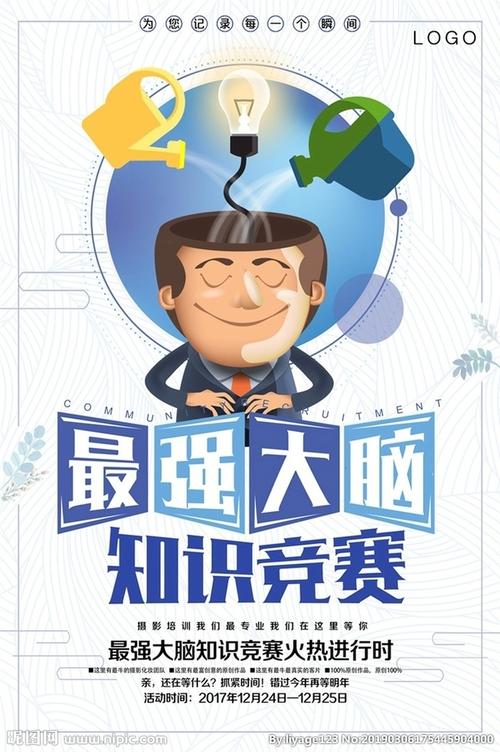 卡通最强大脑知识竞赛海报设计图片
