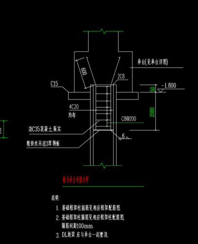 桩锚入承台的钢筋怎么绘制?