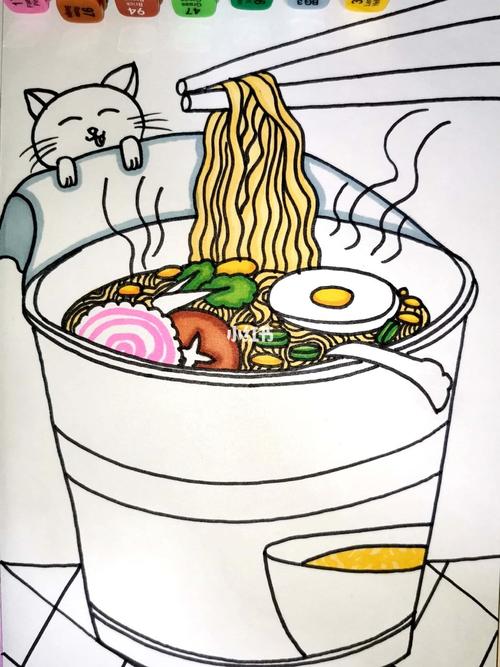 桶装泡面 创意儿童画 线描 简笔画 卡通装饰_卡通_简笔画_泡面_创意