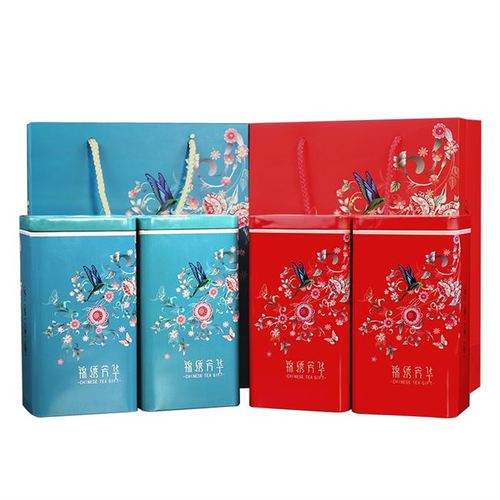 锦绣芳华茶叶罐铁盒马口铁红茶绿茶茶花茶叶包装盒