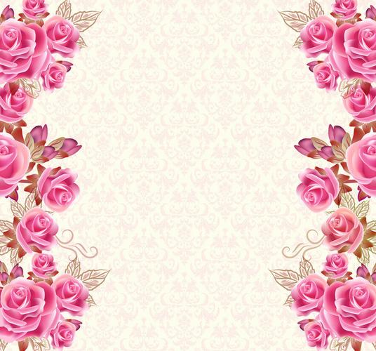 粉红玫瑰请柬花背景