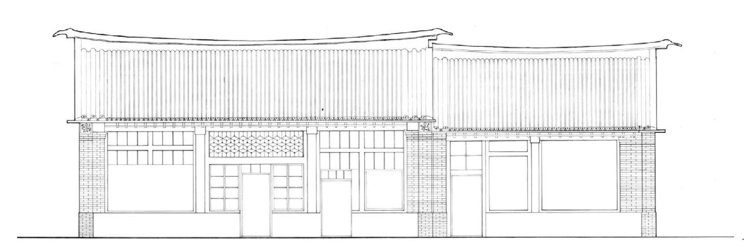 建筑为砖木结构,房上起脊,铺瓦,室内地面铺砖,院内正门至上