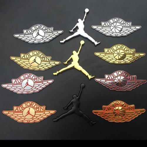 airjordan乔丹aj标志3d立体金属侧标黑色飞人汽车贴纸装饰贴车标