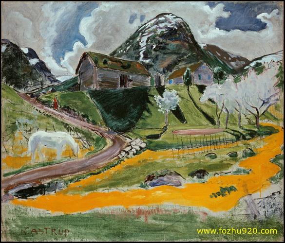 挪威艺术博物馆精品藏画 0164 nikolai astrup the white horse in