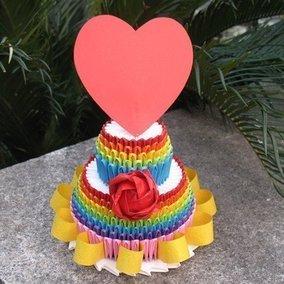 第二个半价|学生生日礼物三角插手工折纸|108-2层蛋糕