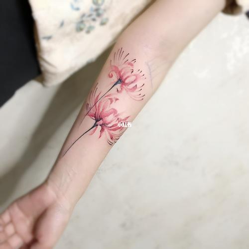 彼岸花纹身#手臂纹身#花纹身_纹身_tattoo怎么样_义乌