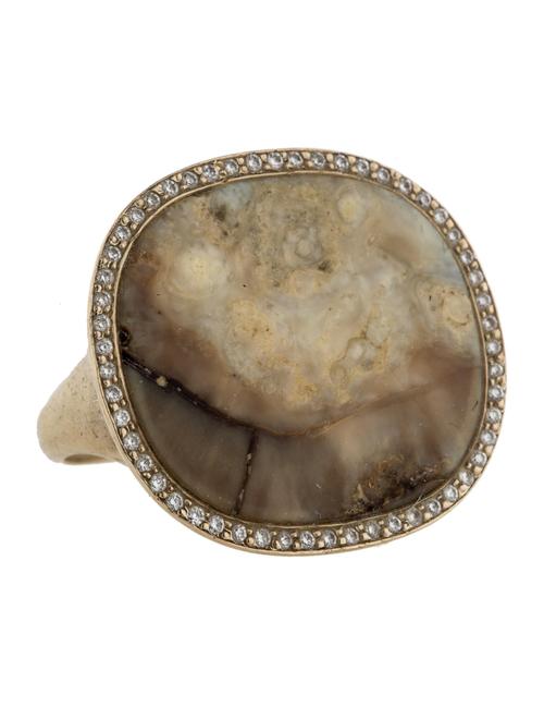 fossilized ivory and diamond ring
