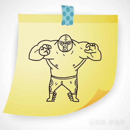 墨西哥摔跤手涂鸦图标元素