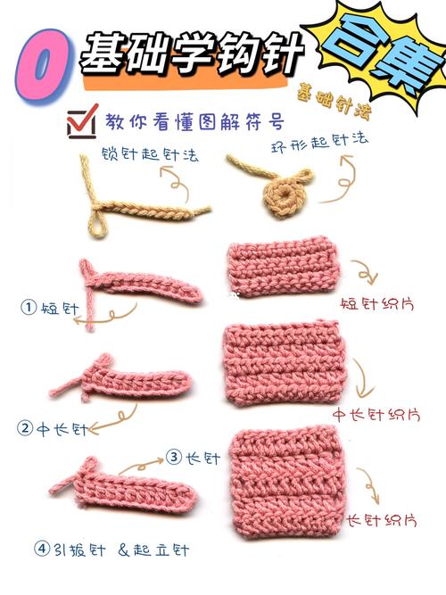 钩针教程|0基础1次学会7种实用针法_钩针_教程_钩针教程_兴趣爱好