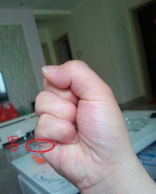 孕妈妈右手轻握拳,看拳头小指一侧,子女线的位置