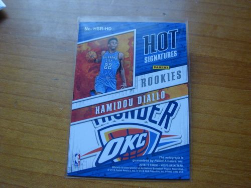 篮球 2018-19 hoops rc auto 新秀 签名 hot hamidou diallo 雷霆