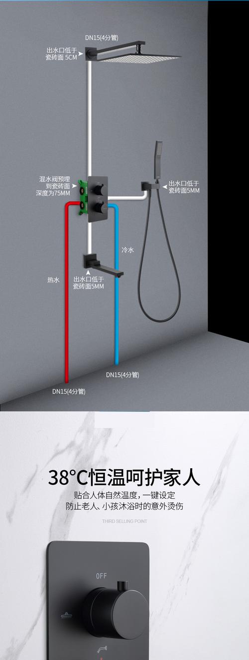 汉斯格雅暗装花洒套装恒温黑色增压全铜嵌入式浴室手持入墙式淋浴