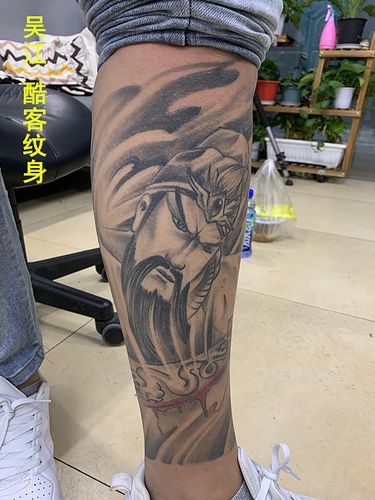 新传统纹身#小腿关公纹身#吴江酷客纹身