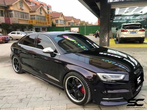 奥迪a6原蓝车改色sc改色膜璀璨幽灵紫