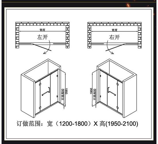 迪玛平开门淋浴隔断淋浴房整体3c玻璃整体浴室洗澡间简易浴房10601