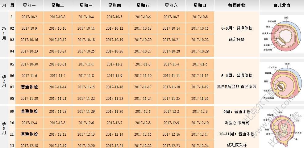 母牛预产期计算表图片
