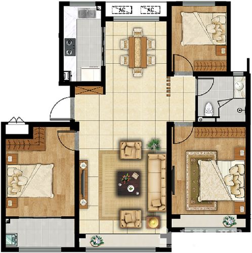阳光暖暖的时光慢慢的众成名园约112㎡三室户型赏析