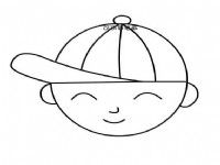 乖乖的戴帽子的男孩头像简笔画画