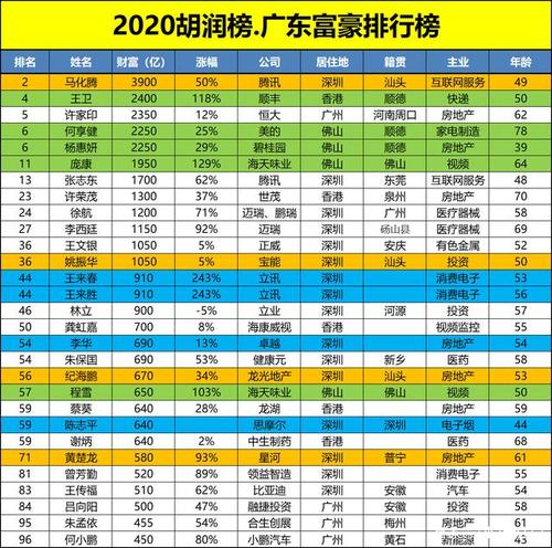 2020年富豪榜广东29名,全在深圳广州佛山!江门首富排名466名!
