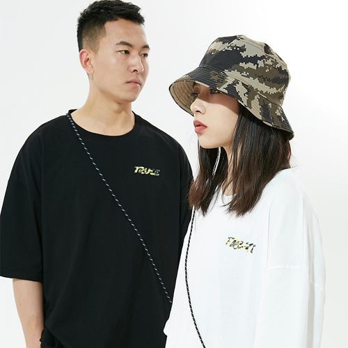 truce 王威班长国潮迷彩logo短袖男女同款宽松圆领印花t恤情侣装