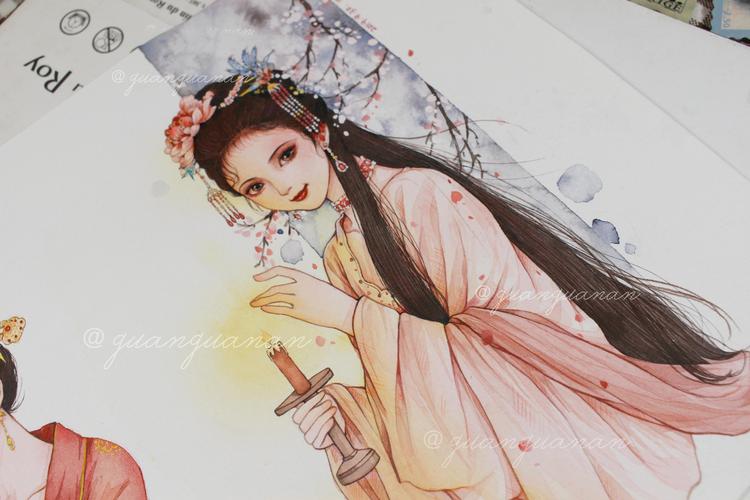 古风水彩手绘女子