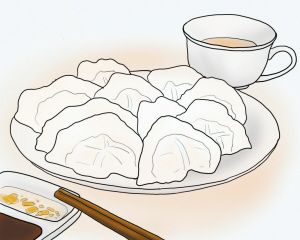桌子上有饺子简笔画