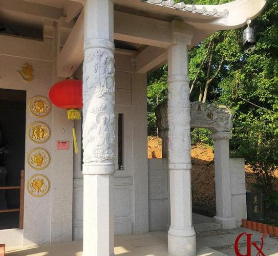 寺庙石雕圆柱厂家宗祠石材圆柱祠堂大理石柱子图片