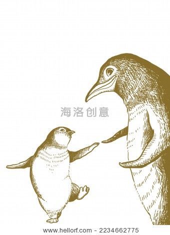 手绘速写风格矢量企鹅