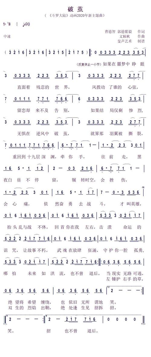 《斗罗大陆》主题曲《破茧》尺八箫 简谱 - 尺八曲谱