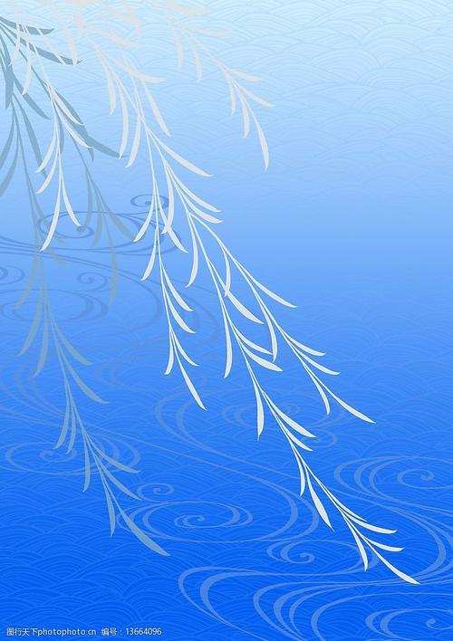 水面上飘动的柳叶图片