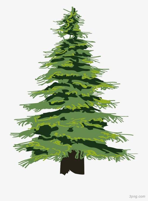 卡通绿色松树png素材透明免抠图片卡通手绘