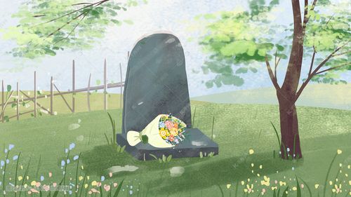 清明祭祀扫墓小清新安静插画图片-千库网