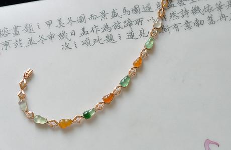 珠宝定制加工镶嵌 18k翡翠蛋面葫芦手链定制加工费