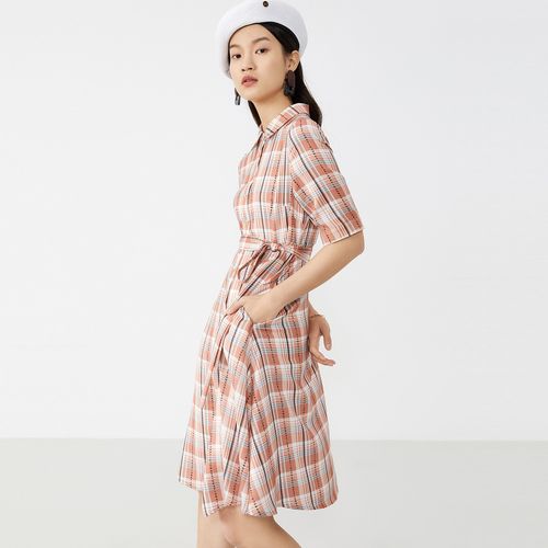 2021时尚女装流行元素,2021时尚女装流行趋势 yiner音儿女装2021夏季新款时尚复古简约条纹收腰