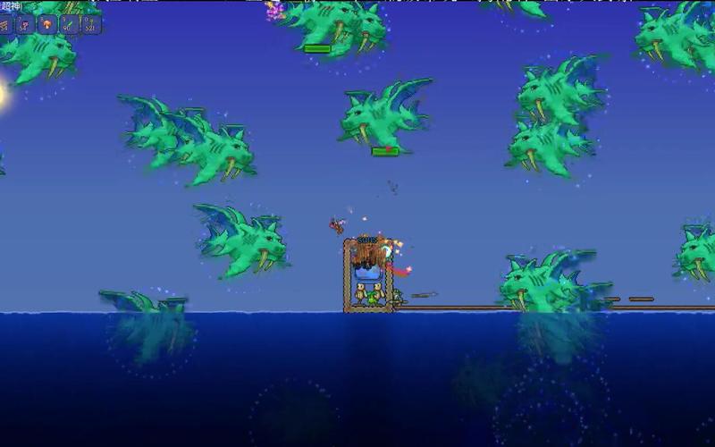 泰拉瑞亚当你面对100只猪鲨公爵的时候会发生什么?