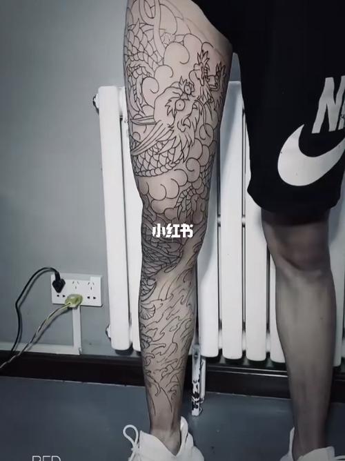 龙盘腿,花腿纹身,纹身手稿_纹身_美妆_彩妆